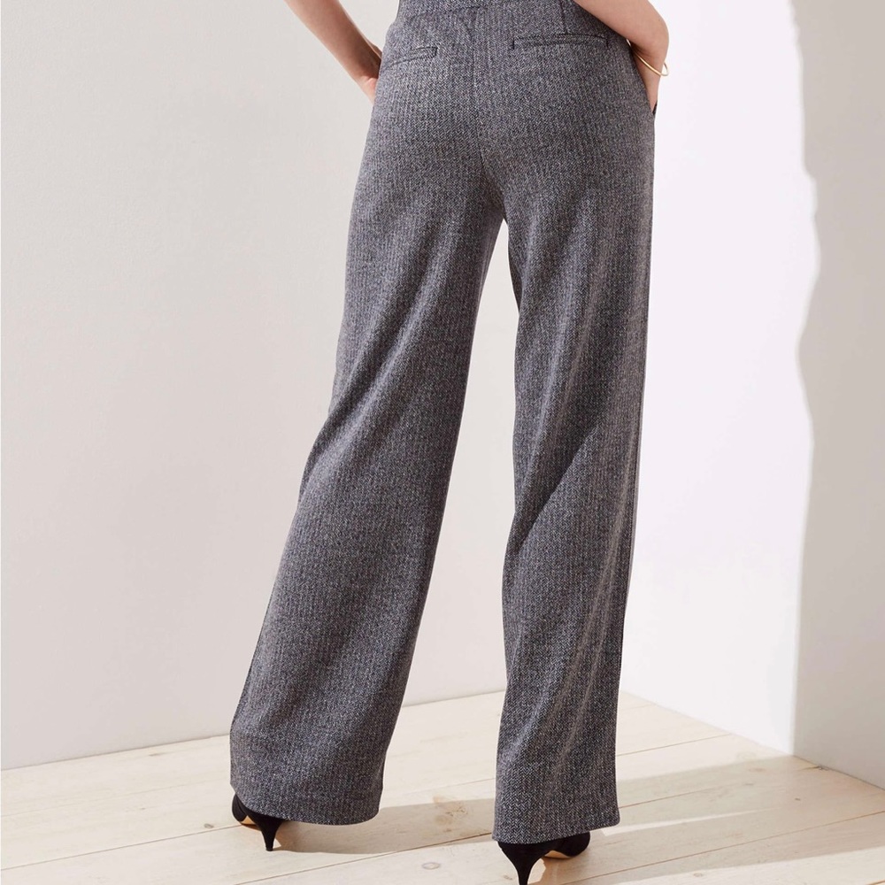 LOFT wide leg herringbone dress pants